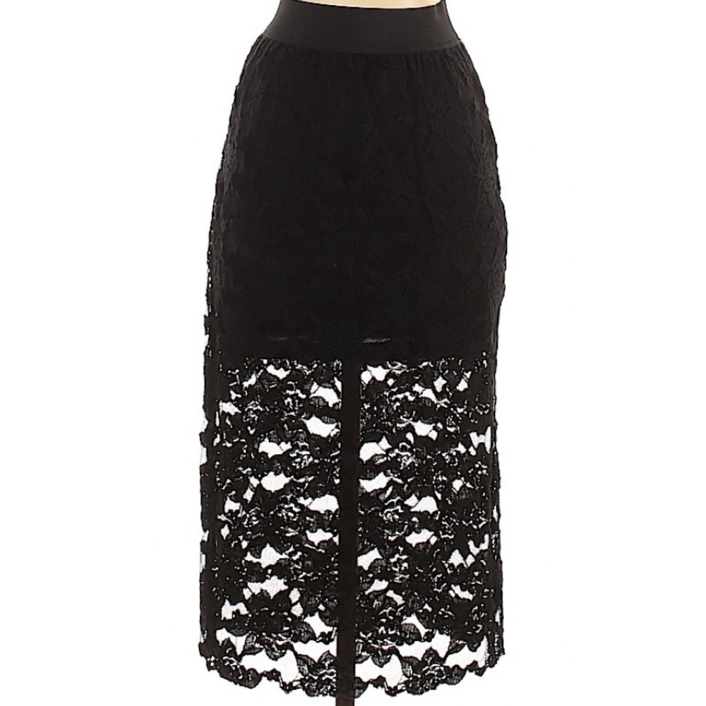 Free People black lace midi skirt